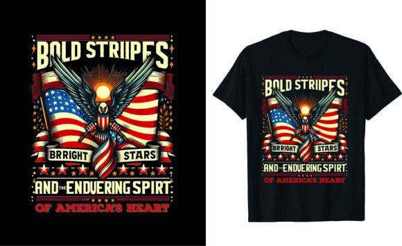 Bold Stripes T-Shirt Design: A Patriotic Statement for the 4th of July